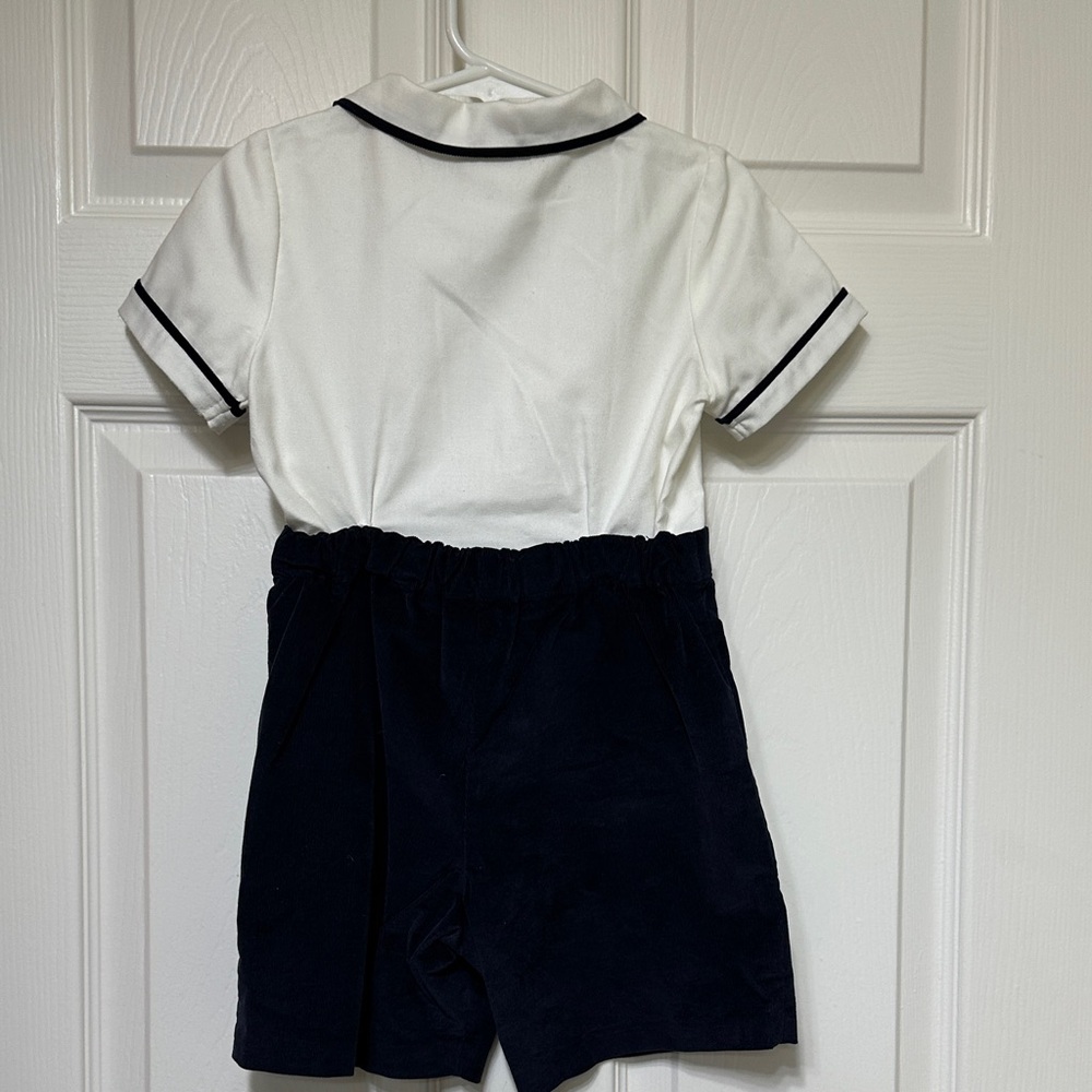 Luli & Me Boys Navy and White Romper Ensemble - Picture 4 of 7